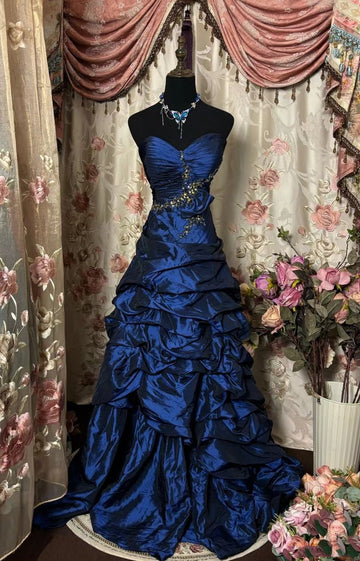 Style Ball Gown Sweetheart Prom Dresses Long Evening Gown Navy Blue Formal Party Dress HZ0628